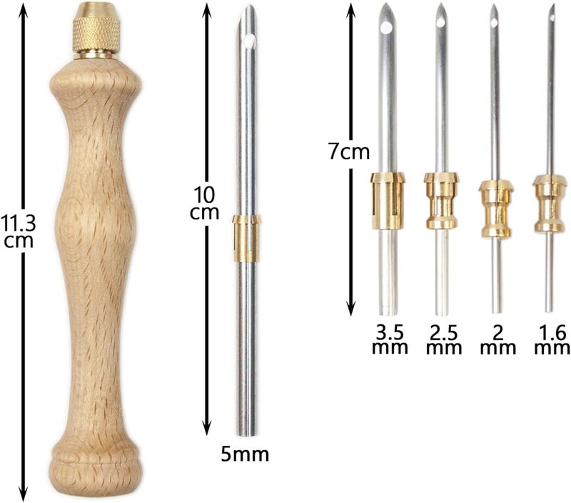 Lampstop Punch Needle Kit 1.6mm-2mm-2.5mm-3.5mm-5mm Metal Tubes Wooden Punch Needle Tool for Beginner Embroidery Floss Cross Stitching - Image 2